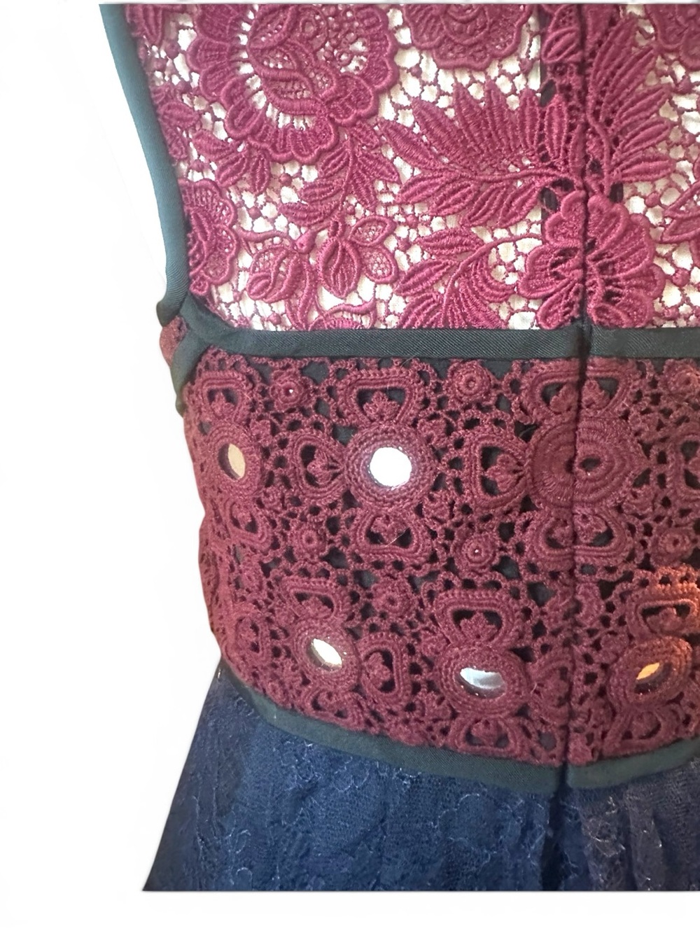 Burberry Prorsum NWT Lace Midi Dress Italy Burgundy Navy High Low EU42 US6 - Picture 5 of 16